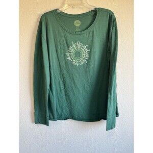 Life is Good Women's Green Long Sleeve Tee Shirt Do What you Love Cotton Large